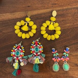 Trio of colorful earrings.